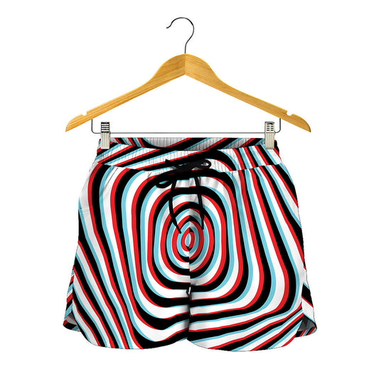 Anaglyph Optical Illusion Print Women's Shorts