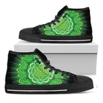 Anahata Chakra Mandala Print Black High Top Shoes
