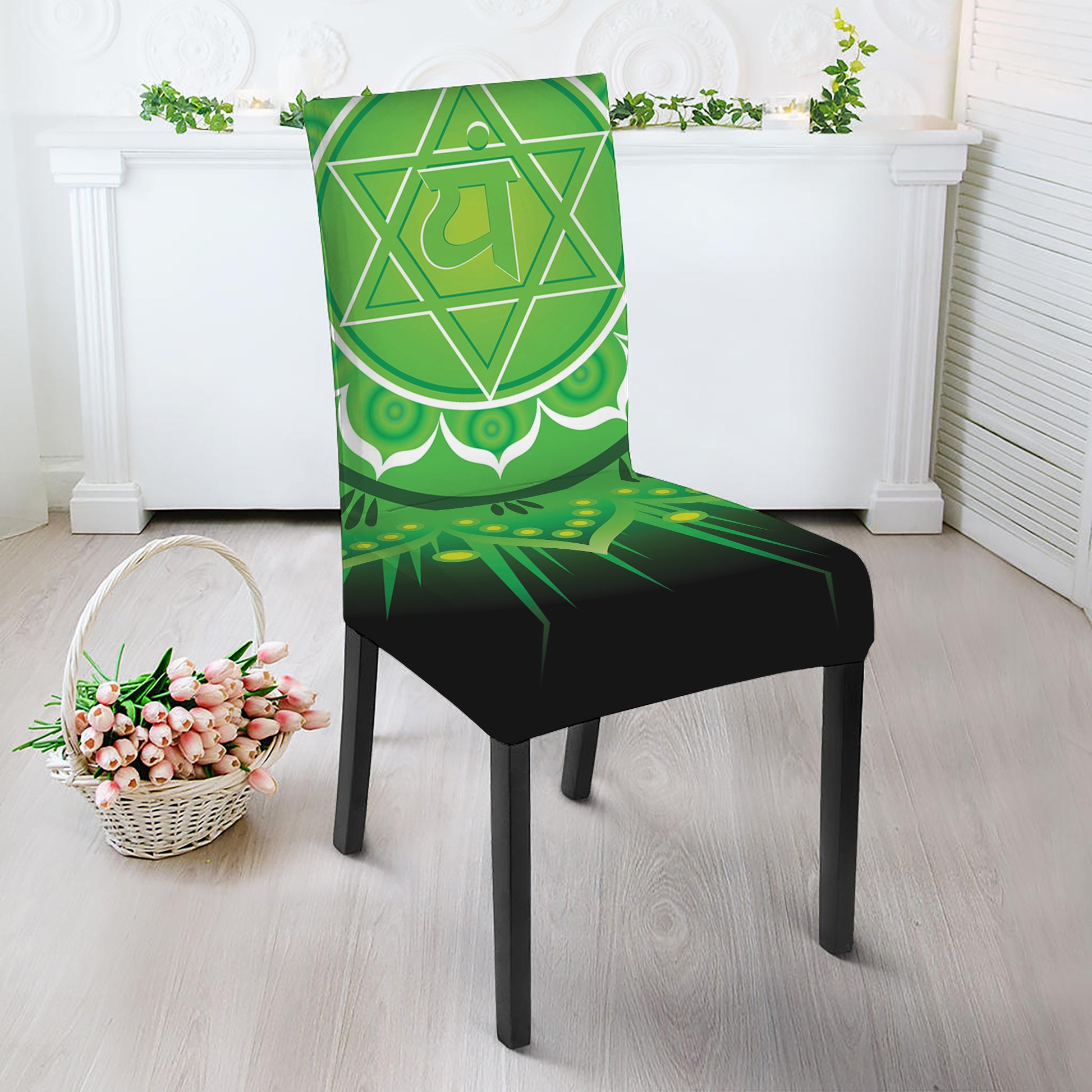 Anahata Chakra Mandala Print Dining Chair Slipcover