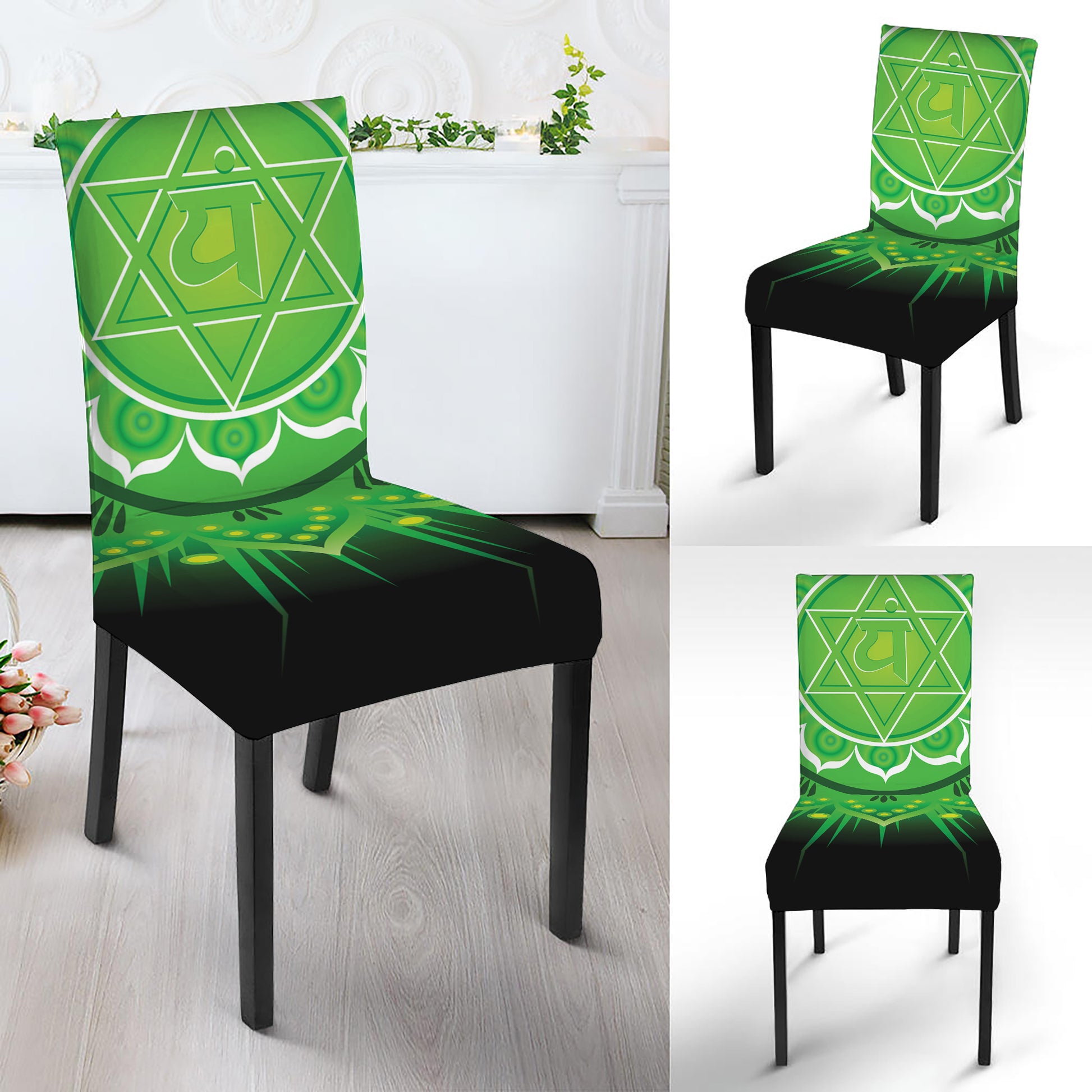 Anahata Chakra Mandala Print Dining Chair Slipcover