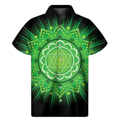 Anahata Chakra Mandala Print Men's Short Sleeve Shirt