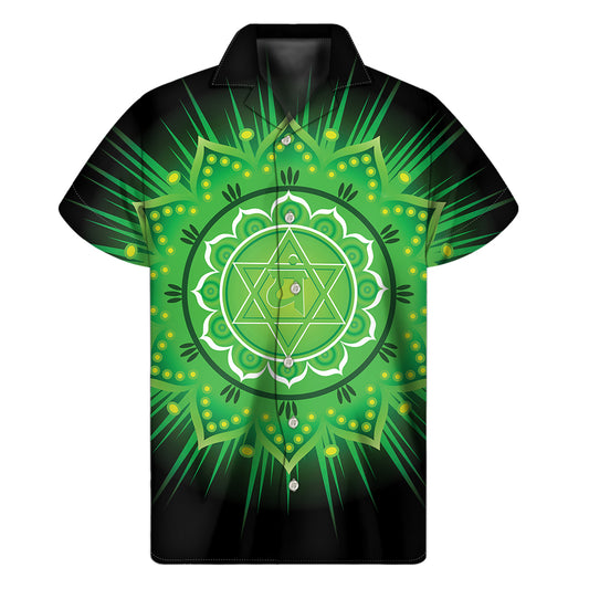 Anahata Chakra Mandala Print Men's Short Sleeve Shirt