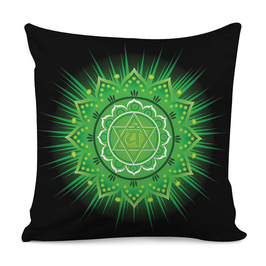Anahata Chakra Mandala Print Pillow Cover