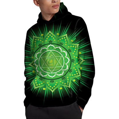 Anahata Chakra Mandala Print Pullover Hoodie