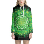 Anahata Chakra Mandala Print Pullover Hoodie Dress