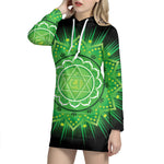 Anahata Chakra Mandala Print Pullover Hoodie Dress