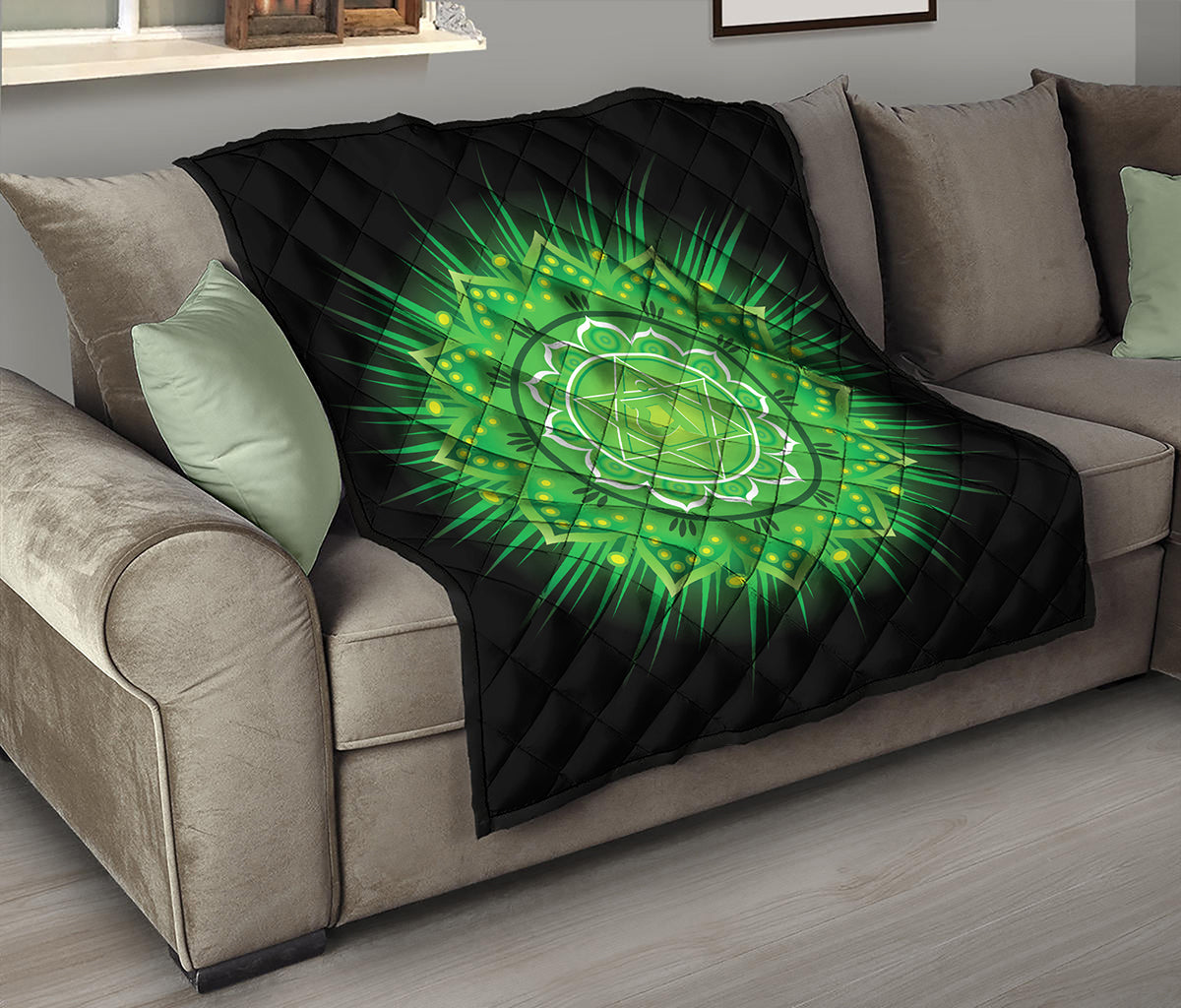 Anahata Chakra Mandala Print Quilt