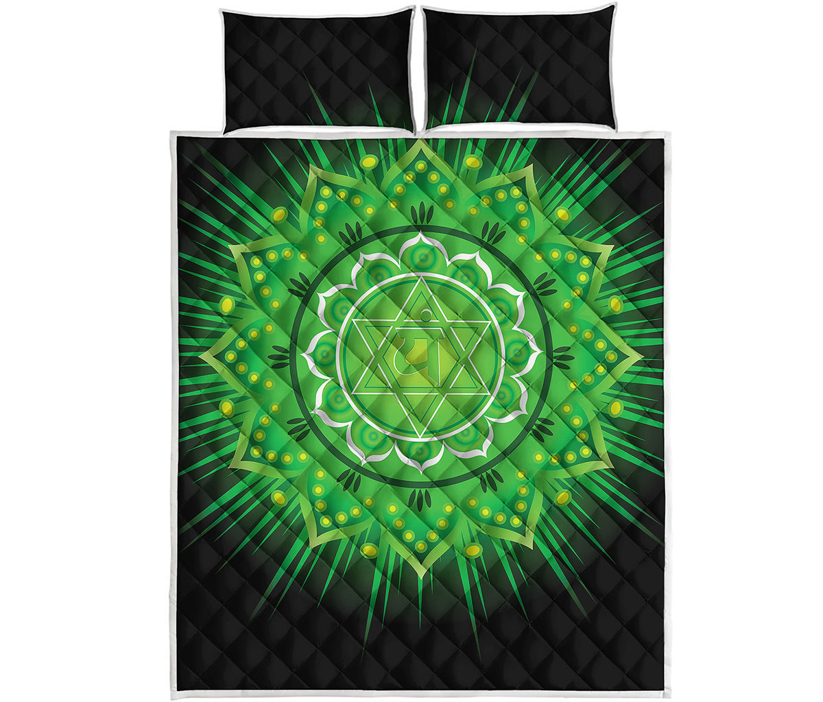 Anahata Chakra Mandala Print Quilt Bed Set