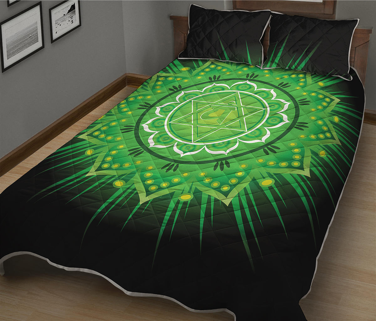 Anahata Chakra Mandala Print Quilt Bed Set