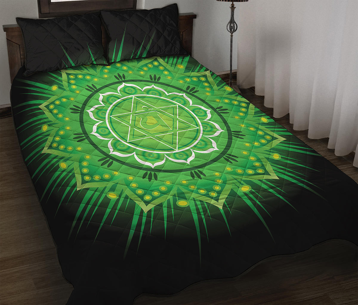Anahata Chakra Mandala Print Quilt Bed Set