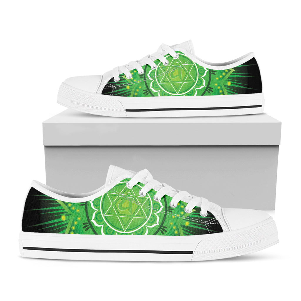 Anahata Chakra Mandala Print White Low Top Shoes