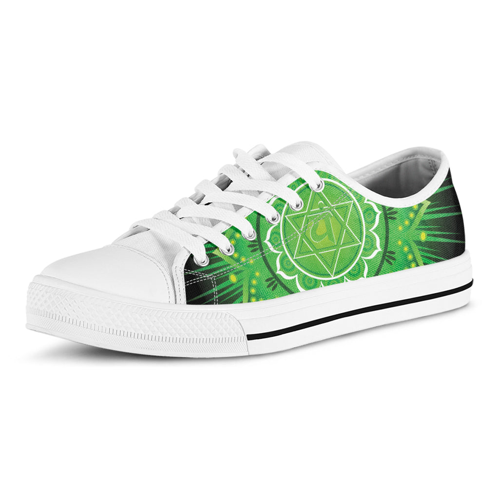 Anahata Chakra Mandala Print White Low Top Shoes