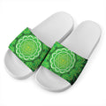 Anahata Chakra Mandala Print White Slide Sandals