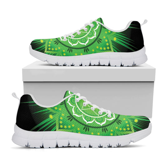 Anahata Chakra Mandala Print White Sneakers