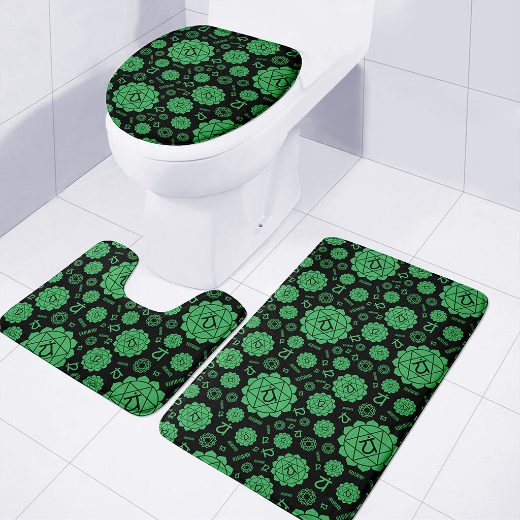 Anahata Chakra Pattern Print 3 Piece Bath Mat Set
