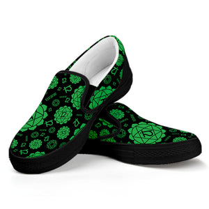 Anahata Chakra Pattern Print Black Slip On Shoes