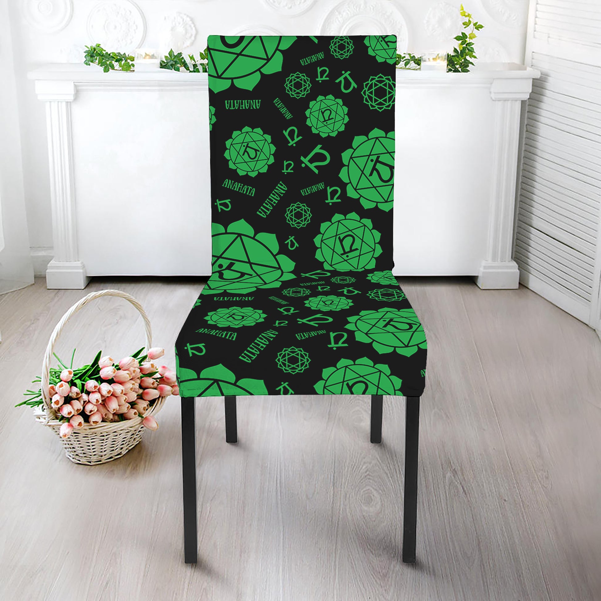 Anahata Chakra Pattern Print Dining Chair Slipcover