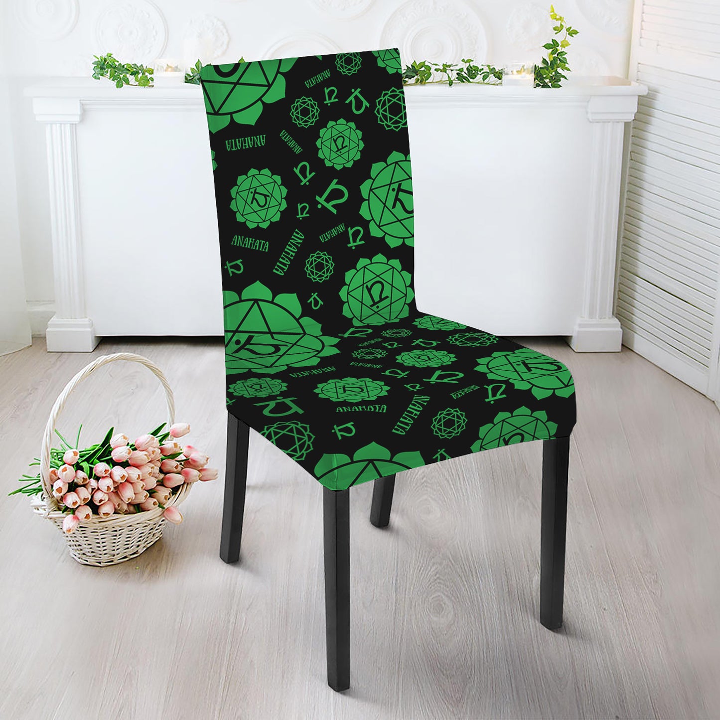 Anahata Chakra Pattern Print Dining Chair Slipcover