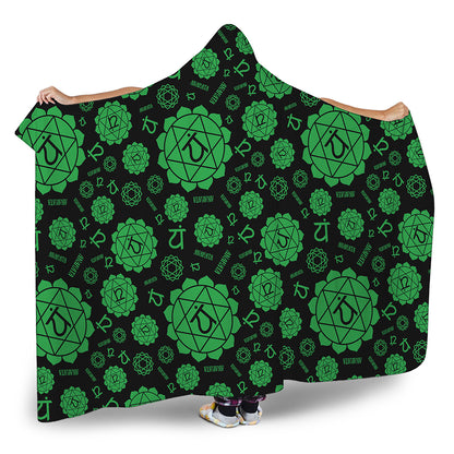Anahata Chakra Pattern Print Hooded Blanket