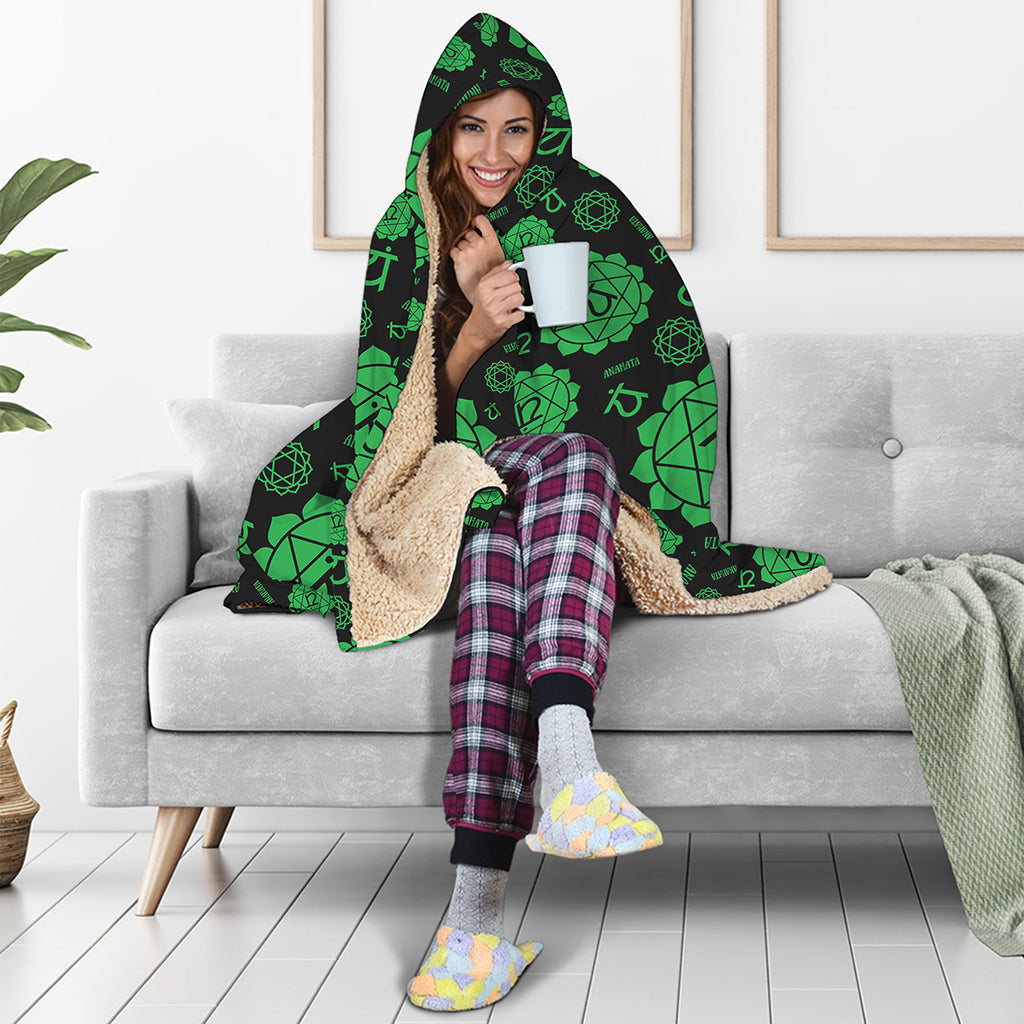 Anahata Chakra Pattern Print Hooded Blanket