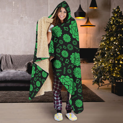 Anahata Chakra Pattern Print Hooded Blanket