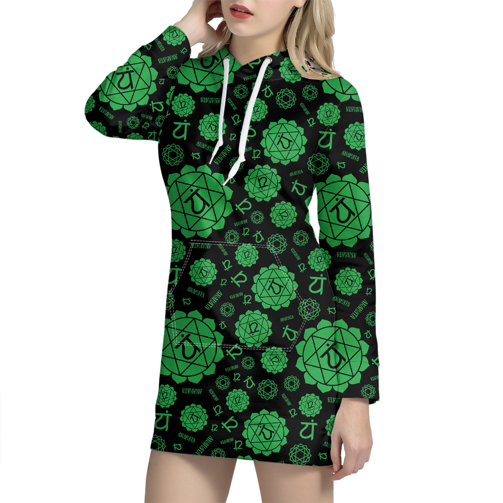 Anahata Chakra Pattern Print Hoodie Dress