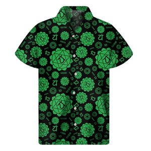 Anahata Chakra Pattern Print Men's Short Sleeve Shirt