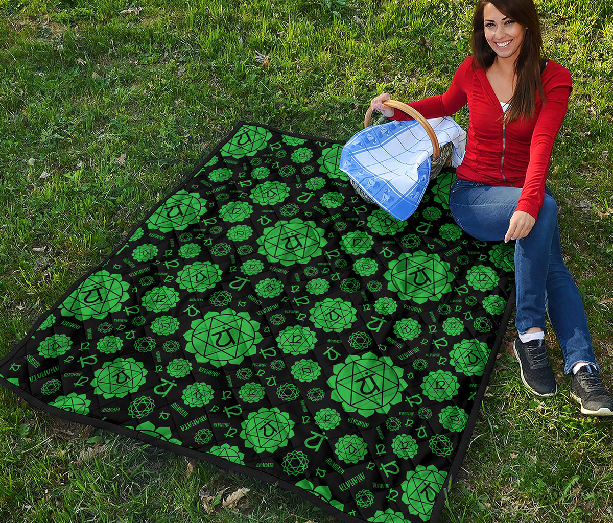 Anahata Chakra Pattern Print Quilt
