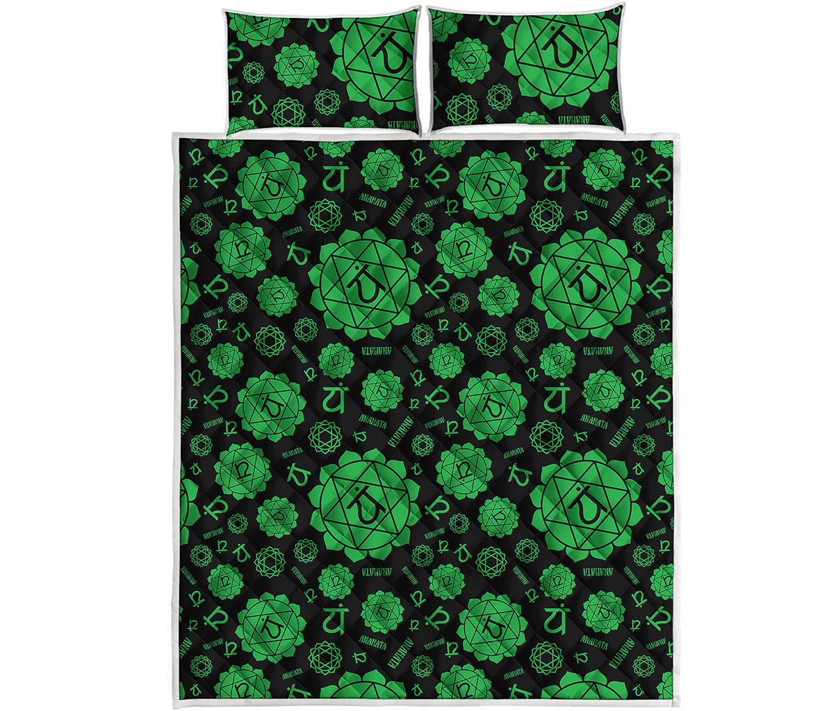 Anahata Chakra Pattern Print Quilt Bed Set