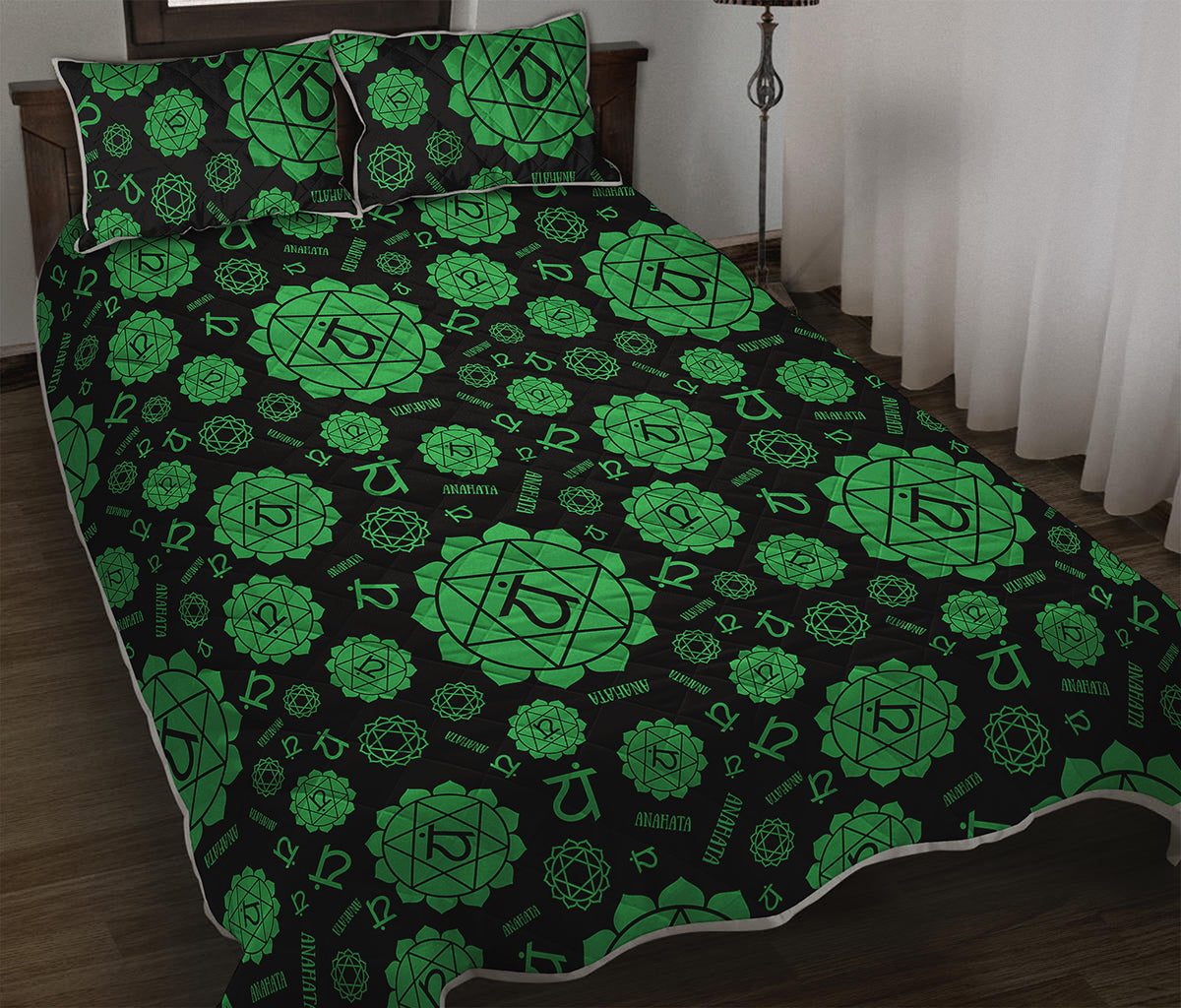 Anahata Chakra Pattern Print Quilt Bed Set