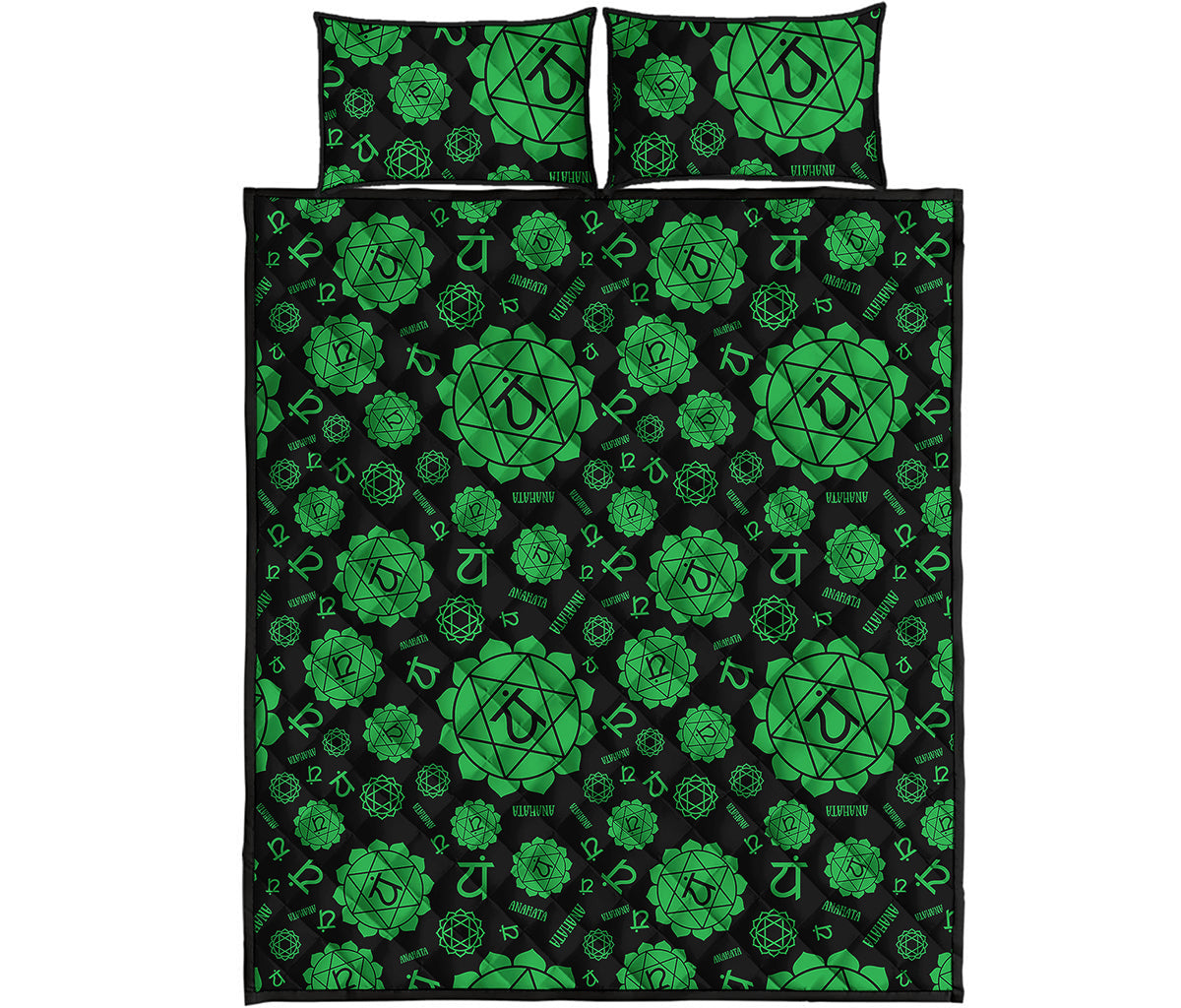 Anahata Chakra Pattern Print Quilt Bed Set