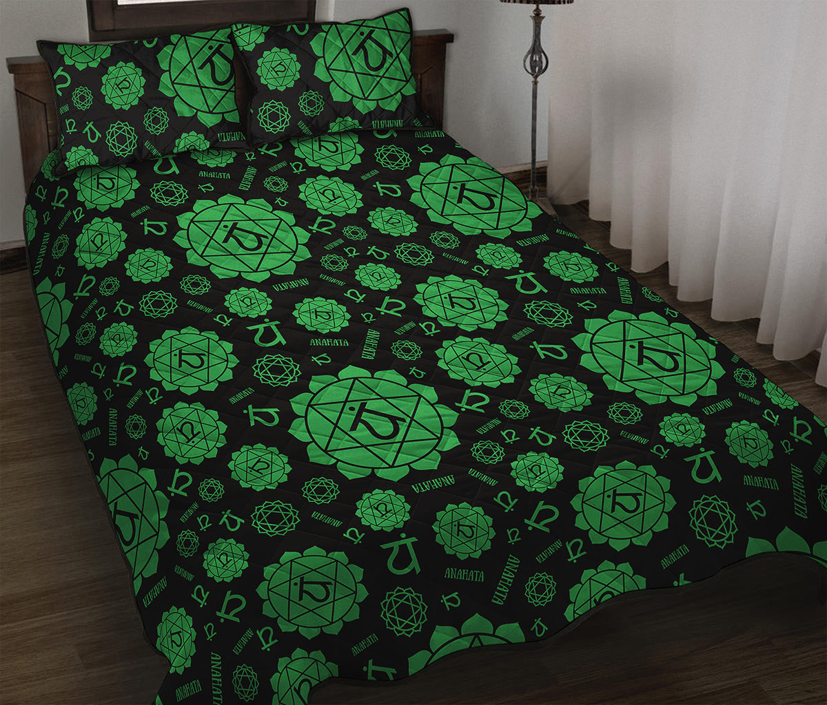 Anahata Chakra Pattern Print Quilt Bed Set