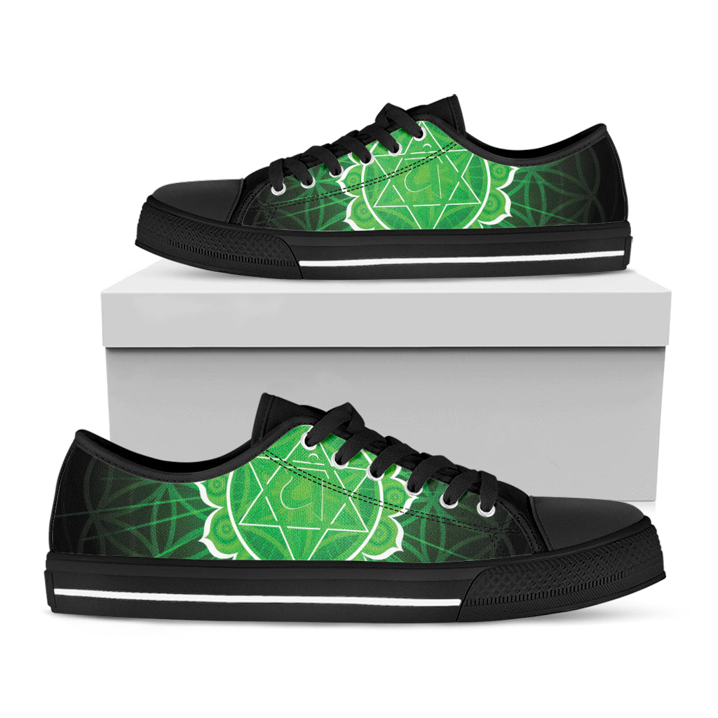 Anahata Chakra Spiritual Print Black Low Top Shoes 
