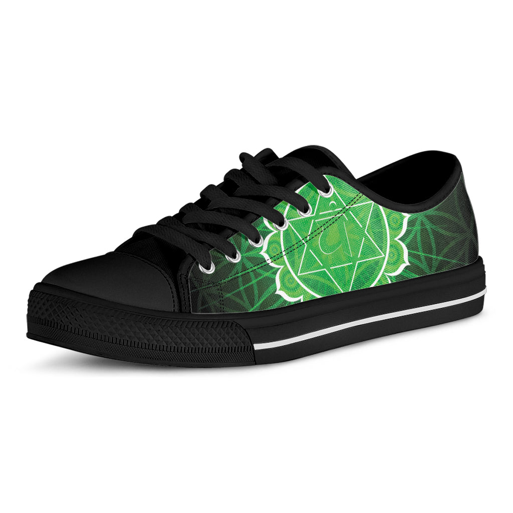 Anahata Chakra Spiritual Print Black Low Top Shoes 