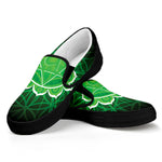 Anahata Chakra Spiritual Print Black Slip On Shoes