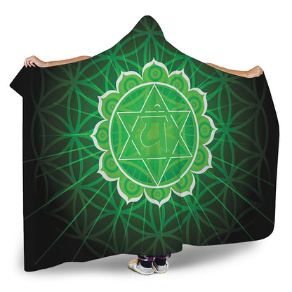 Anahata Chakra Spiritual Print Hooded Blanket