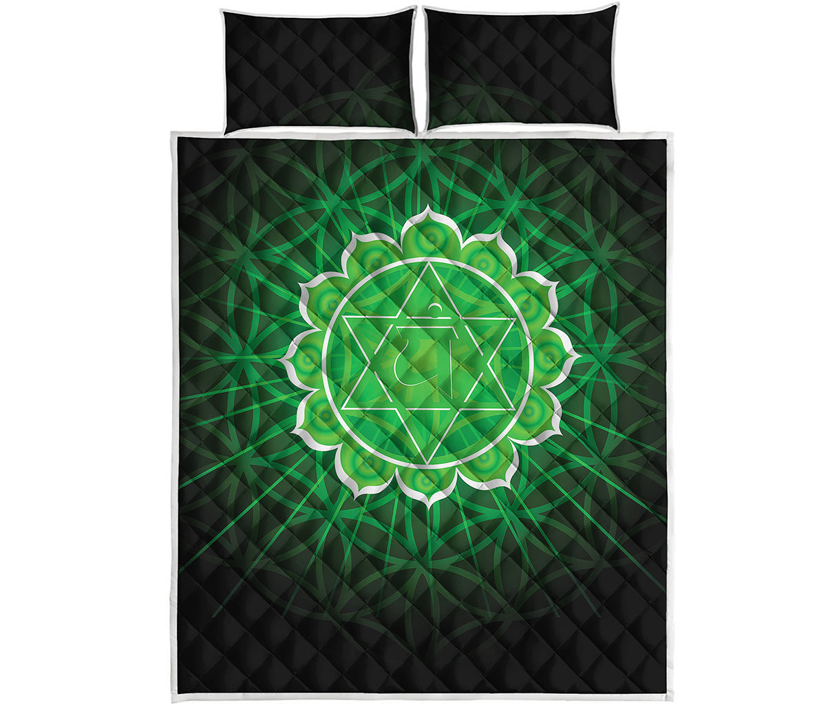 Anahata Chakra Spiritual Print Quilt Bed Set