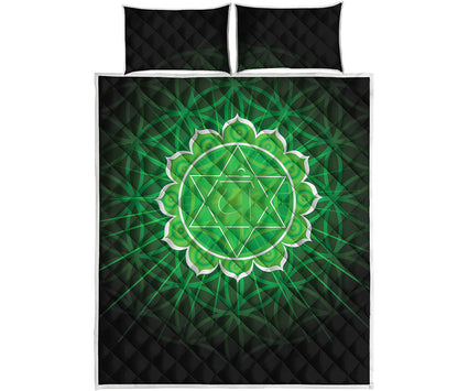 Anahata Chakra Spiritual Print Quilt Bed Set