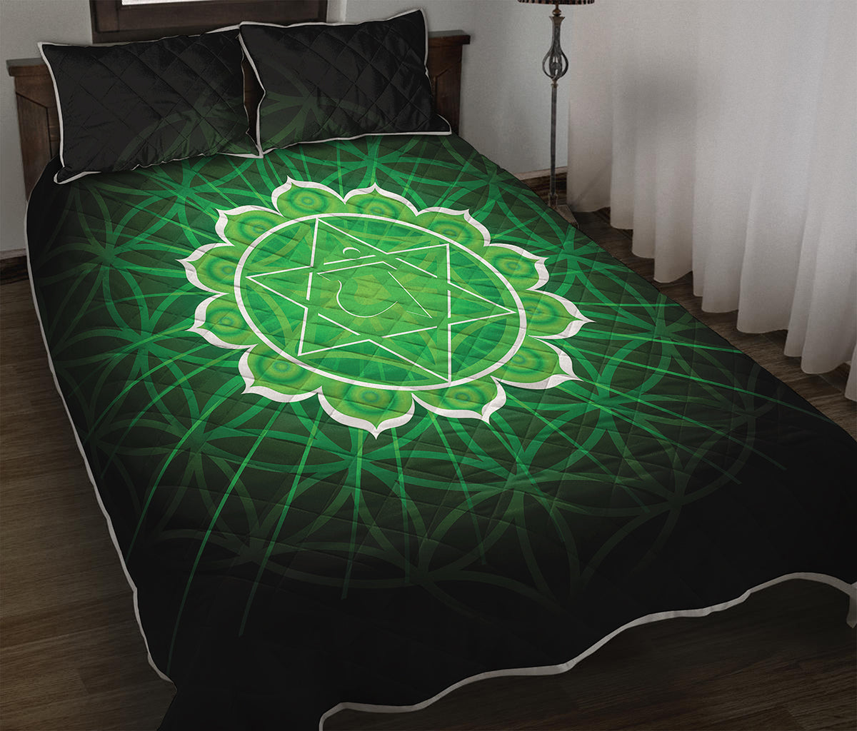 Anahata Chakra Spiritual Print Quilt Bed Set
