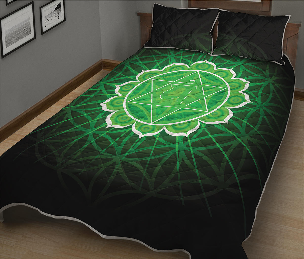 Anahata Chakra Spiritual Print Quilt Bed Set
