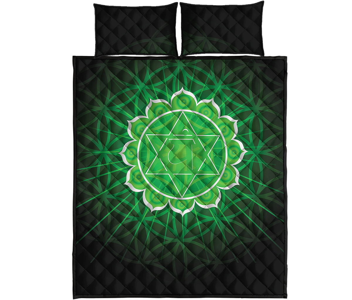 Anahata Chakra Spiritual Print Quilt Bed Set