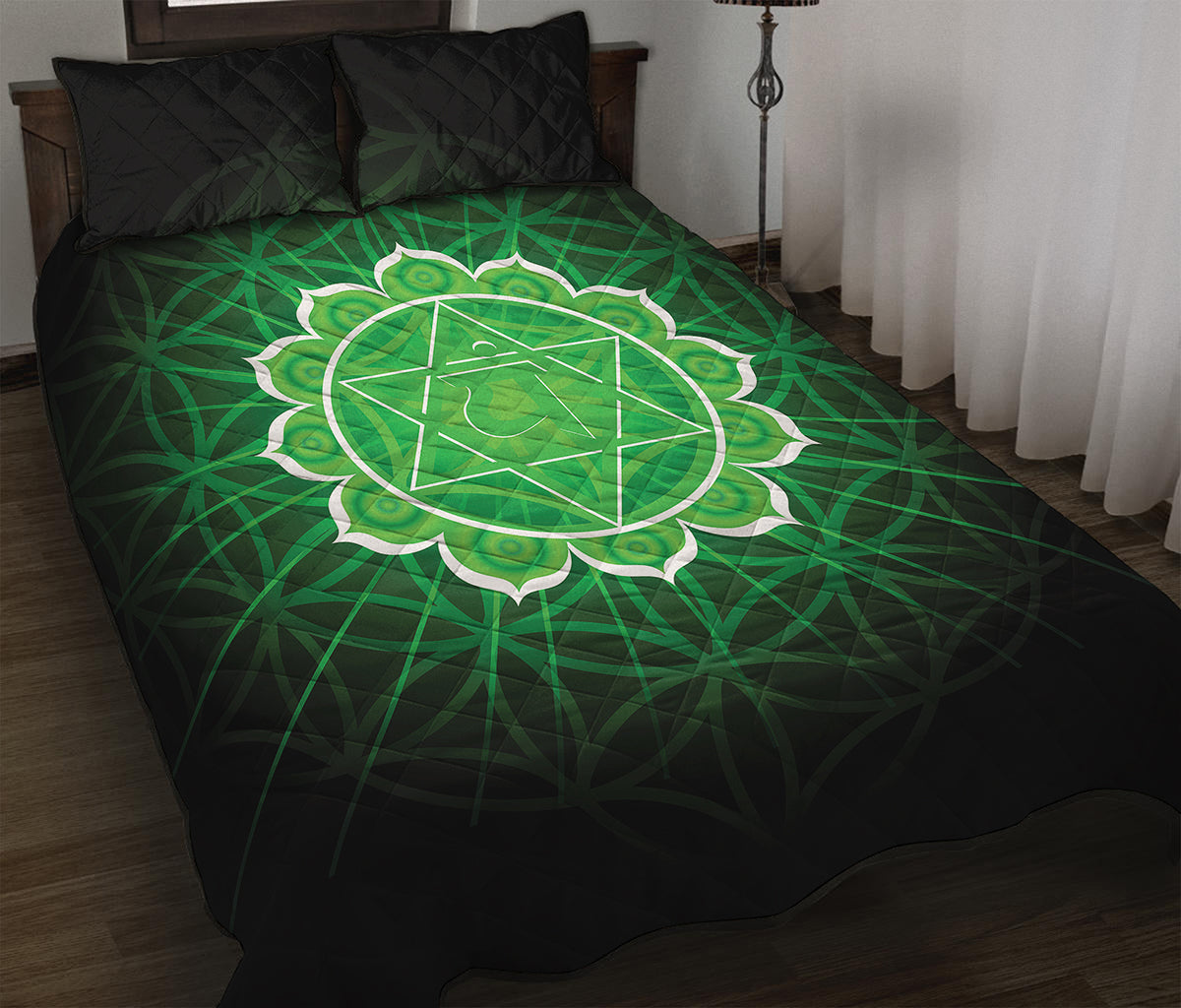 Anahata Chakra Spiritual Print Quilt Bed Set