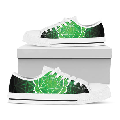 Anahata Chakra Spiritual Print White Low Top Shoes