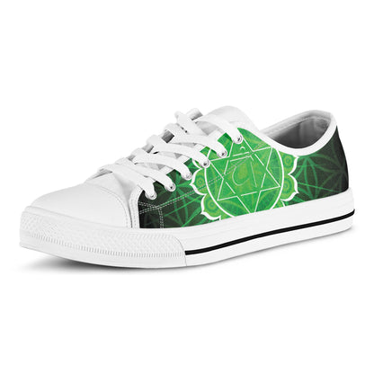 Anahata Chakra Spiritual Print White Low Top Shoes
