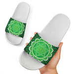 Anahata Chakra Spiritual Print White Slide Sandals