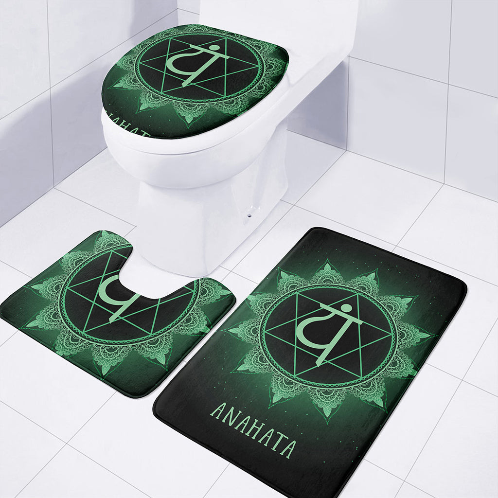 Anahata Chakra Symbol Print 3 Piece Bath Mat Set