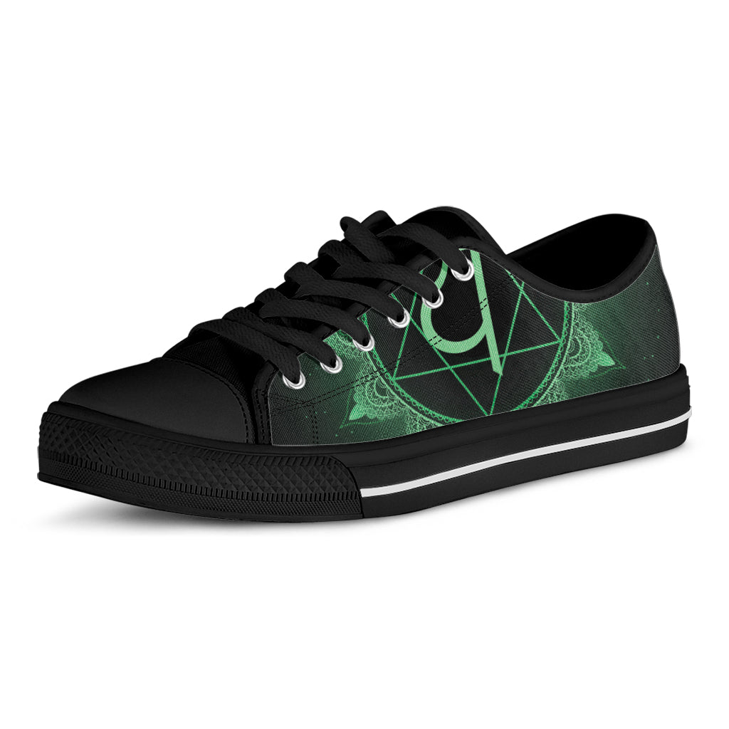 Anahata Chakra Symbol Print Black Low Top Shoes 