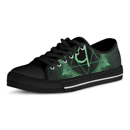Anahata Chakra Symbol Print Black Low Top Shoes 