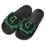 Anahata Chakra Symbol Print Black Slide Sandals