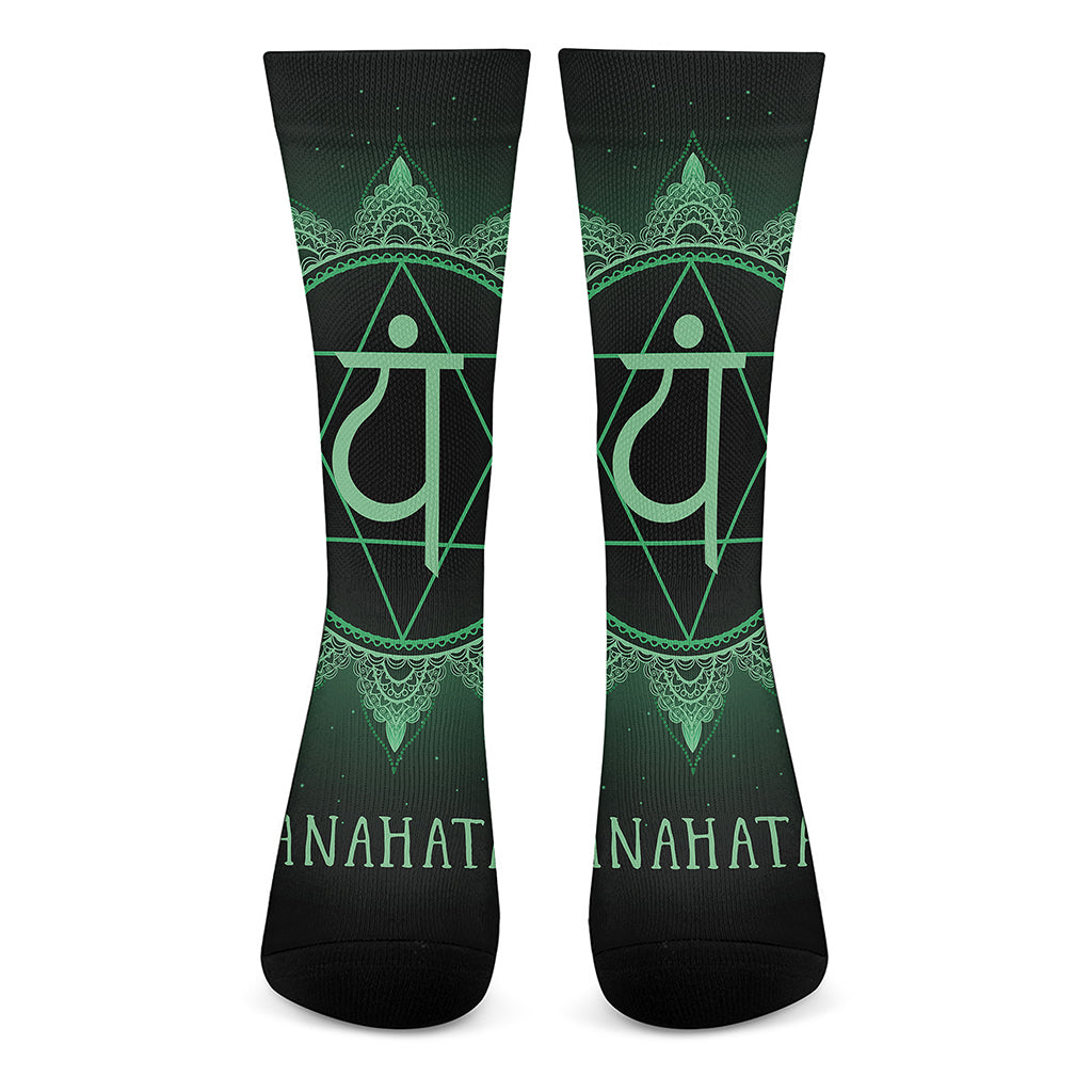 Anahata Chakra Symbol Print Crew Socks